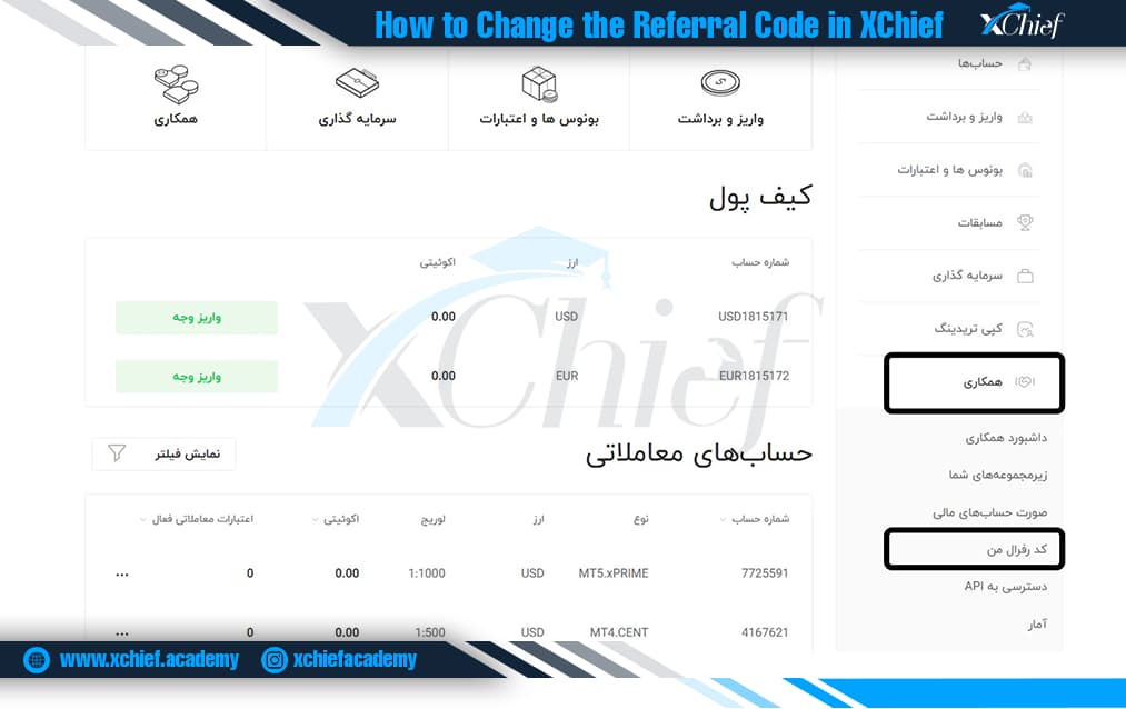 بخش همکاری در ناحیه کاربری بروکر ایکس چیف