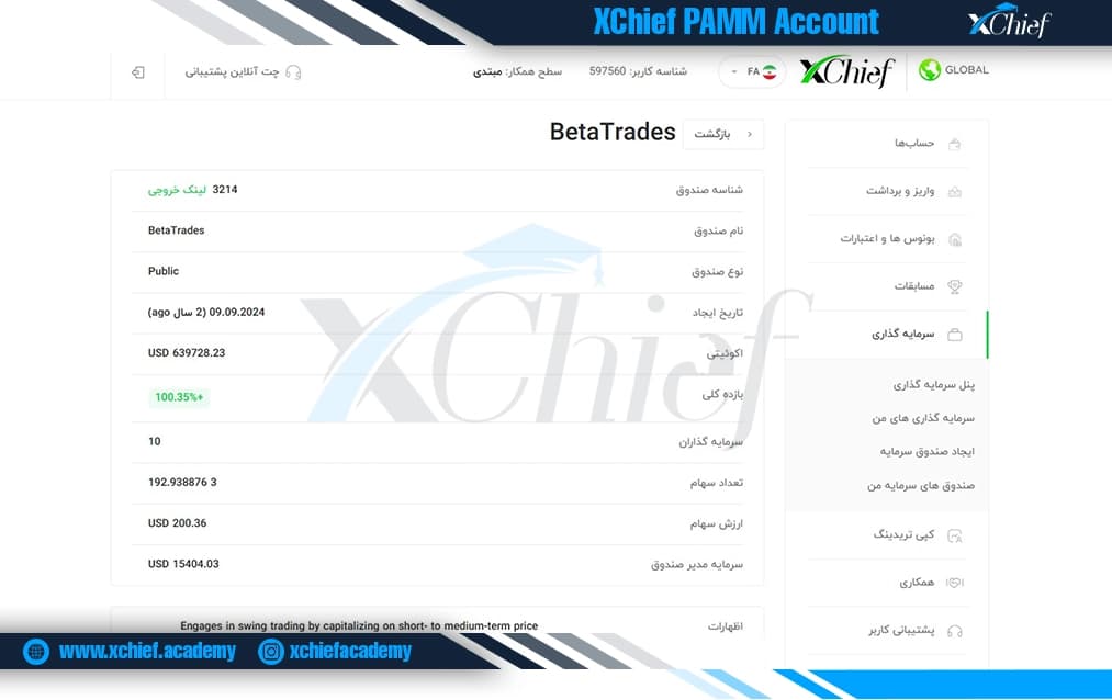 جزئیات صندوق سرمایهگذاری در ایکس چیف