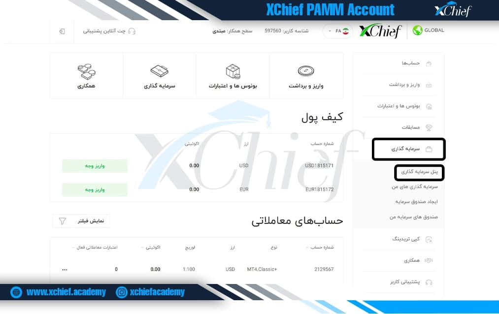 پنل حساب پم ایکس چیف