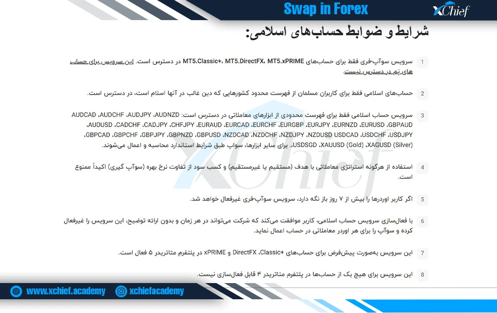 حساب اسلامی بروکر ایکس چیف